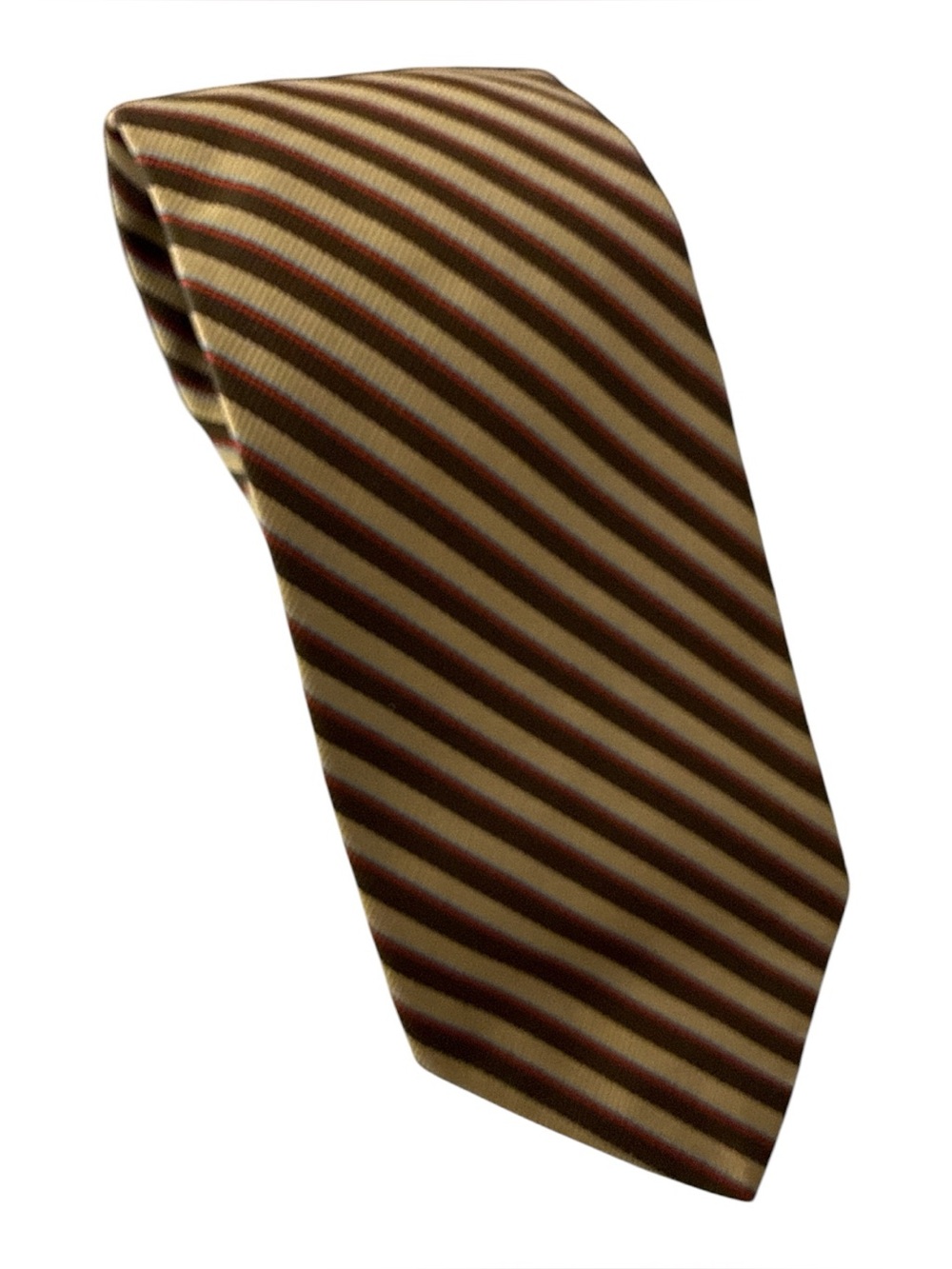Jos A Bank 100% Silk Striped Tie Brown Tan Blue Red Classic‎ Retro Mens Neck Tie